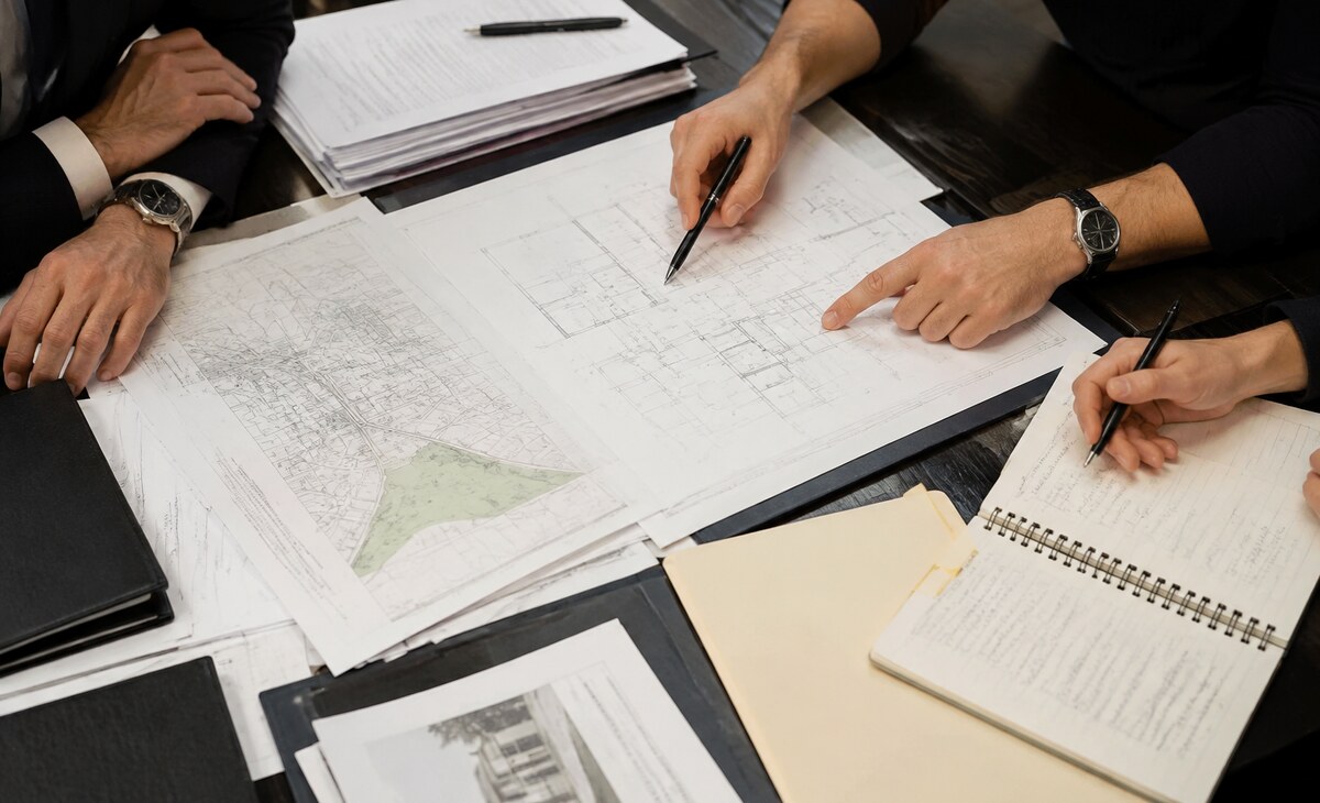 Project documents being reviewed for development assessment and feasibility
