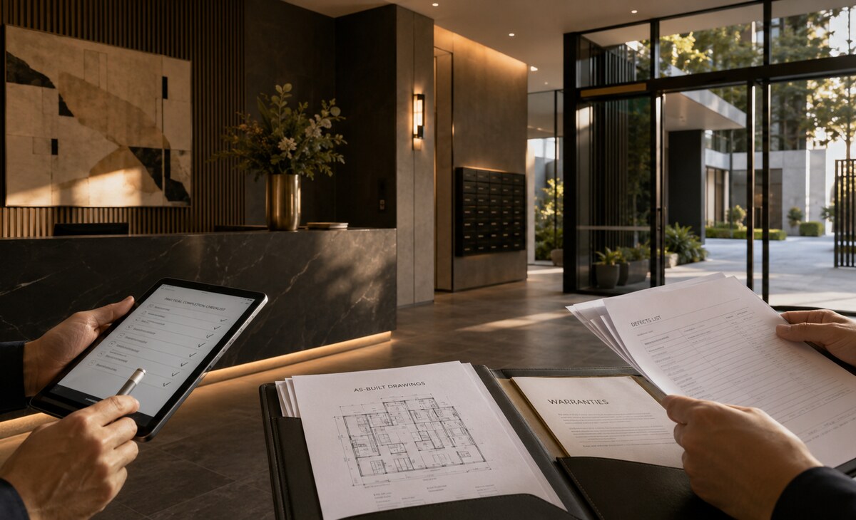 Project completion, handover documentation and defects coordination