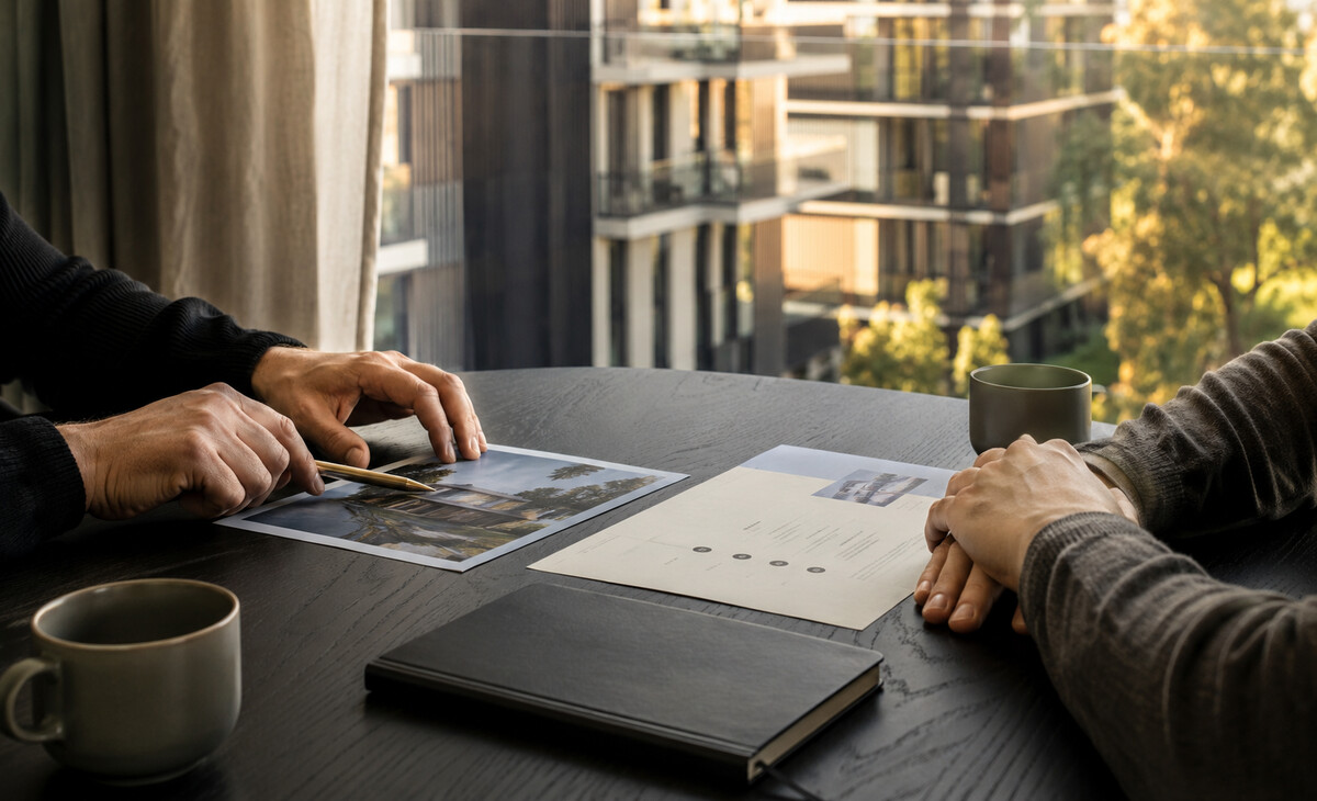 Property owner and project manager having a complimentary project discussion